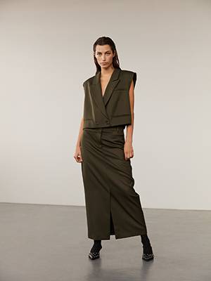 Twill short vest olive Sofie Schnoor