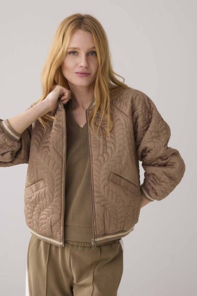 Bomber jacket satin quilted khaki Summum