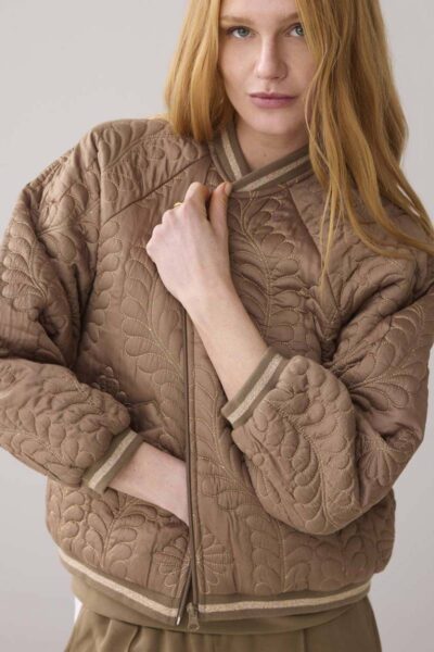 Bomber jacket satin quilted khaki Summum