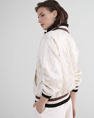 Jacket jacquard ivory Summum Woman