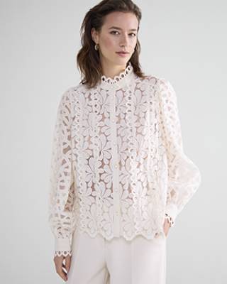 Blouse lace organza ivory Summum Woman