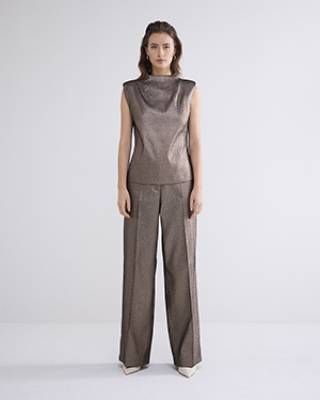 Trousers glitter camel brown Summum Woman