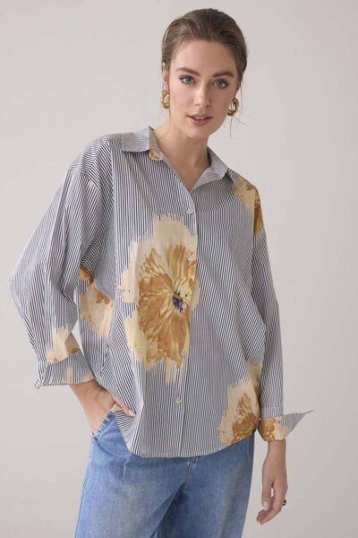 Blouse flowers and stripes multicolour Summum