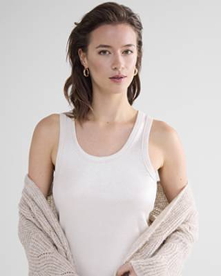 Rib tanktop cotton ivory Summum Woman