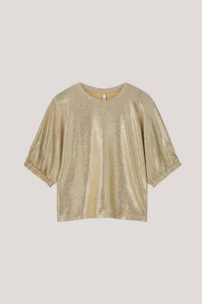 Badwing boxy top metallic sweat fluid camel Summum