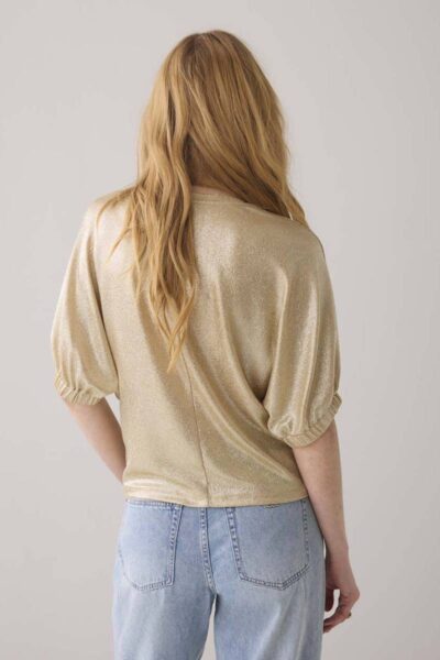 Badwing boxy top metallic sweat fluid camel Summum