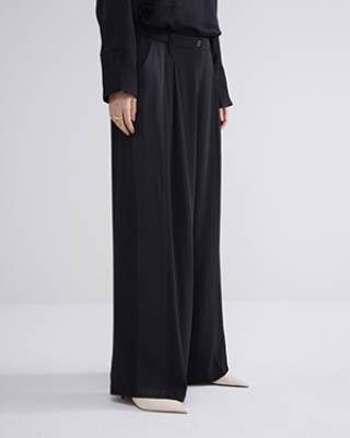 Trousers wide leg crepe viscose black Summum Woman