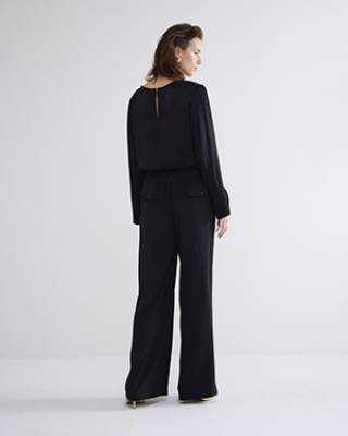 Trousers wide leg crepe viscose black Summum Woman