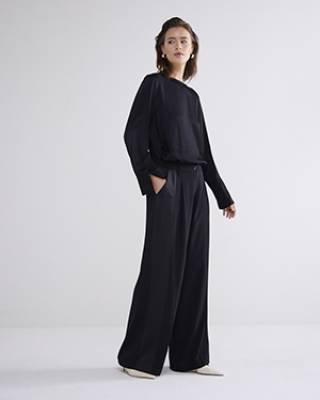 Trousers wide leg crepe viscose black Summum Woman