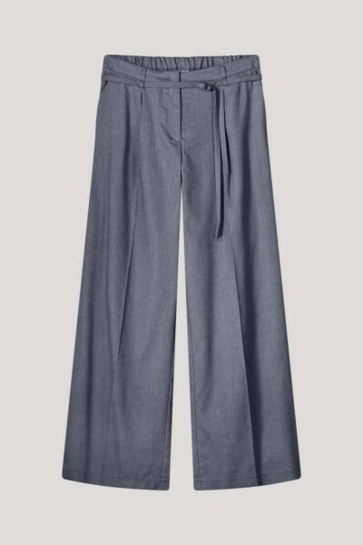 Trousers wide linen blend twill navy noir Summum