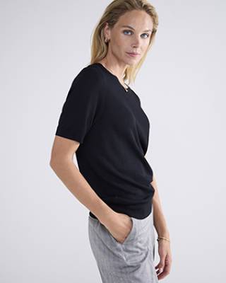 Knitted-t-shirt viscose black Summum