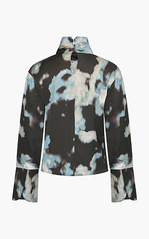 Lili print blouse black/blue Aimee The Label