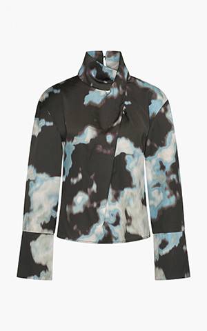 Lili print blouse black/blue Aimee The Label