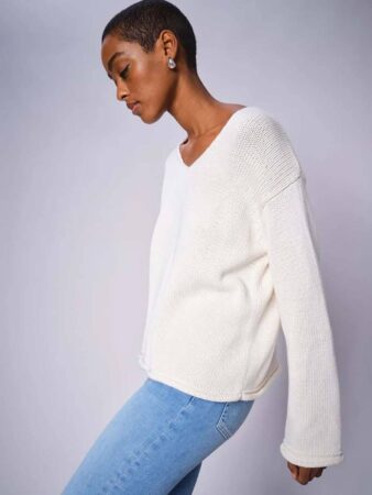 Bine v-neck knit ecru Mos Mosh