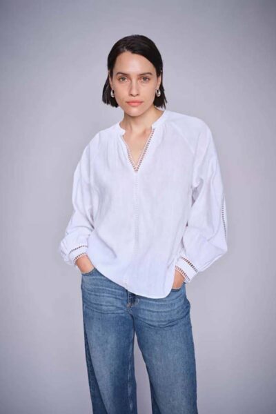 Zeina linen blouse white Mos Mosh